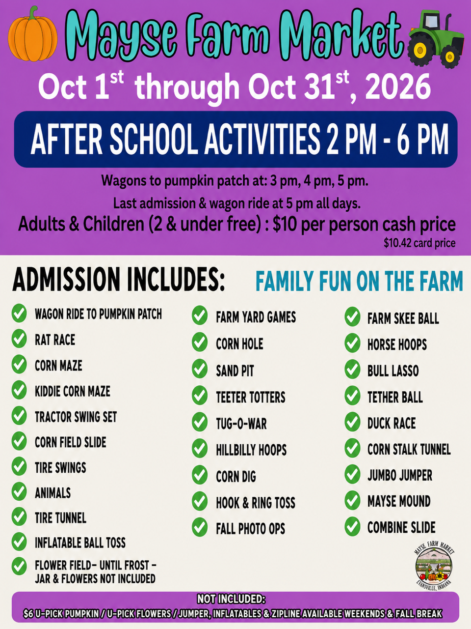 2026 after-school activities flyer as published on the Mayse website